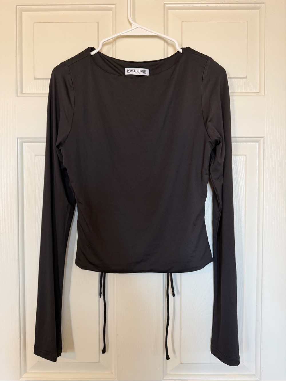 Princess Polly Black Long Sleeve Drawstring Tee